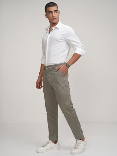 Image of Highlander Men's Slim Fit Formal Trousers | Ankle Length |Smart Trousers for Men | Chino Trousers for Men|Elegant Design | Comfortable Fabric for Daily Work & Formal Occasions