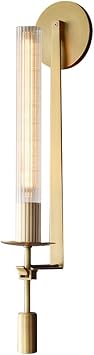 Vintage Wall Sconces Lighting Fixture, Brass Indoor Wall Lamp, Long Tube Clear Glass Wall Light, Modern Minimalist Wall Mount Lamp for Living Room Bedroom Bedside Attic