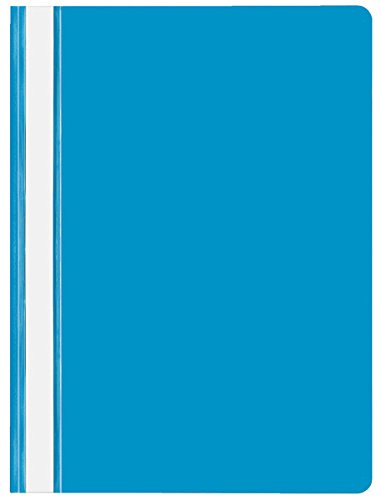 Schnellhefter A4, PP 130my mittelblau, Deckel transparent