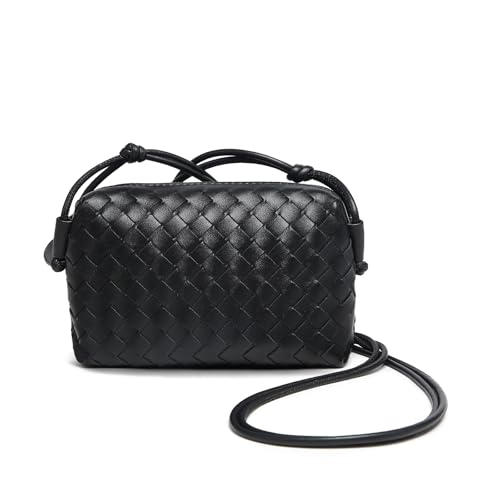 Woven Leather Crossbody Bag,Small Handbag Purse,Mini Crossbody Camera Bag, Light weight,7.4 x 2.7 x 5.1 Inches