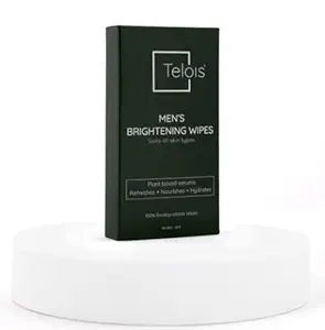 Telois Men's Brightening Face Wipes, Plant-based Serums, (Pack of 10)