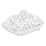 Cabilock Glass Butter Dish with Lid Crystal Covered Rectangular Butter Dish Butter Keeper Box Bread...