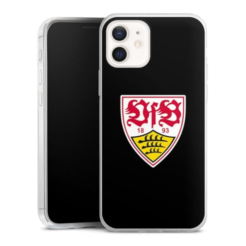 Slim Case kompatibel mit Apple iPhone 12 Silikon Handyhülle transparent Hülle extra dünn VfB Stuttgart Offizielles Lizenzprodukt Wappen
