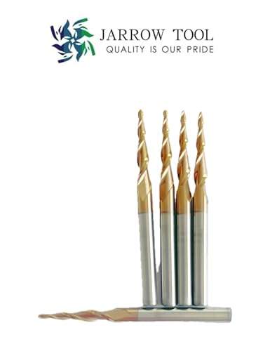Image of 5Pcs Tapered Ball Nose Carving End Mill 1 /8 inch Shank 1.0mm Tip Diameter (Radius=0.5MM) Tips 3D Woodworking Tool CNC Router Bits