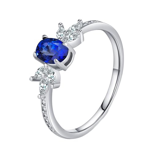 Bague en argent or gris saphir créé en laboratoire Wycian Au375 Au585