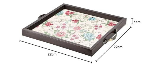 TECHBITE Premium Wooden Serving Tray for Home and Office Design: 036 (Brown, 9 x 9 inch Size)