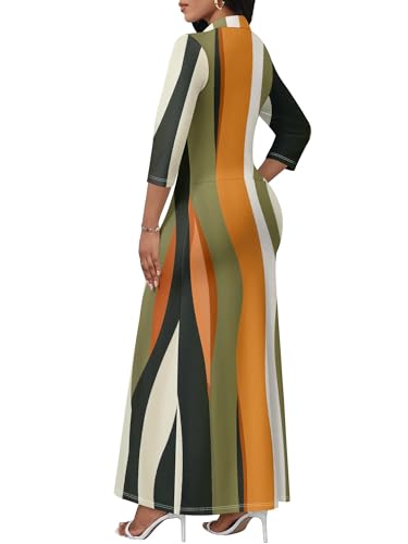 Image of PinkPatty Women's Casual 3 /4 Sleeve Polo V Neck Bodycon Maxi Dress