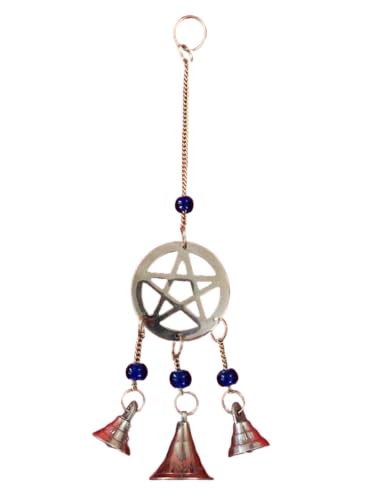 Indian Consigners Small Witchcraft Altar Brass Wind Chime Bell Home Decor Alter Hanging (Pentagram Bell)