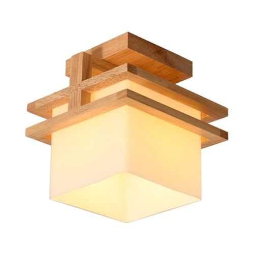 Lámpara de techo pequeña de madera para ganar amplitud en techos bajos