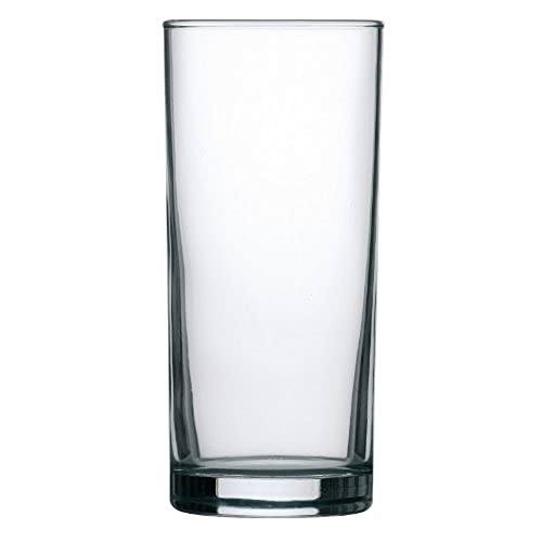 Arcoroc HiBall Glasses 340 ml/12 oz (Pack of 48), Clear, Glasswasher Safe, Large Pack of Hi Ball Glasses, Size: 147(H) x 66(Dia)mm, Highball Cocktail Juice Water Tall Drinking Tumblers, S060