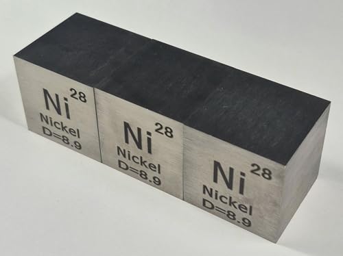 Image of 1.5 inch 38.1mm Nickel Metal Cube Ni up to 99.9% Pure Periodic Table Element Engraved Density Collection Science Education Display Block Cube + Acrylic Case Box - 1PC