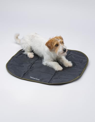 United Pets Lazy Dog Mat – Tragbares Hundebett für Hunde, faltbar, Matte für Restaurant und Reisen, leichte Hundematte, Schwarz/Grün