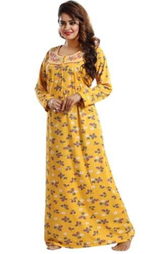 Image of Onekbhalo Women's Cotton Floral Kaftan Nighty Maxi Gown (OK Free Size)