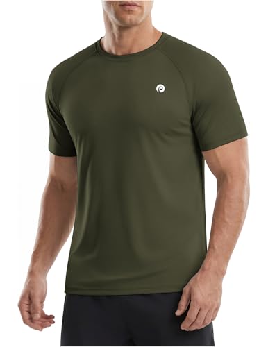 Image of PINSPARK Workout Shirts for Men UPF 50+ Quick Dry Athletic Gym Tee Shirts Mens Short Sleeve Running Cooling Swimming T-Shirt
