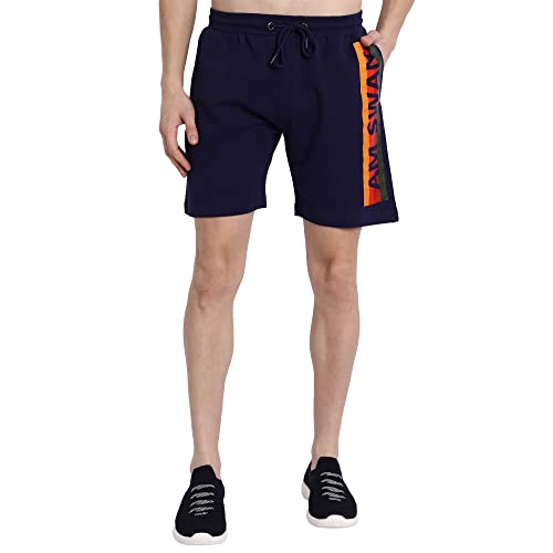 Image of AM SWAN Mens Premium Cotton Colourblocked Printed Stylish Comfort Knee Length Shorts