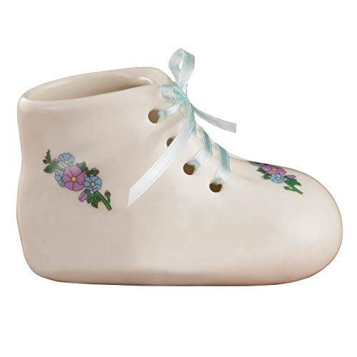 Porcelain Baby Bootie Heirloom – Blue Boy - Ceramic Baby Shoe Keepsake – Birth, Baptism or Christening Gift - 4” Long by 2” Wide