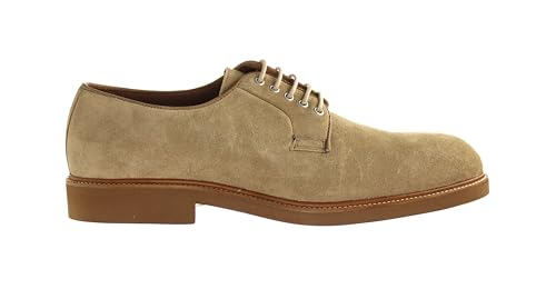 Image of Hackett Chino Eyelet Blucher Lace-Up Beige Suede Leather Mens Shoes HMS20802 836