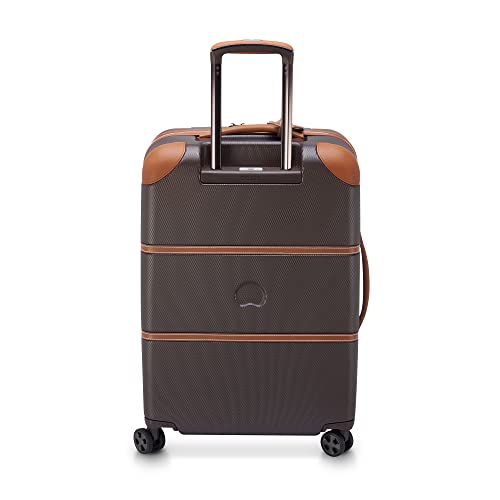 Image of DELSEY PARIS Chatelet Air 2.0 Checked Suitcase 24 Inch Medium, Hardside Polycarbonate Luggage, Dual-Density Spinner Wheels, TSA Lock, Chocolate Brown