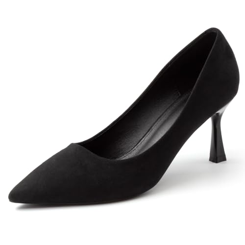 Kitten Heels Pumps Women Pointed Closed Toe Pumps Shoes for Work Wedding Party Slip-On Pumps Shoes for Lady Size 6-10