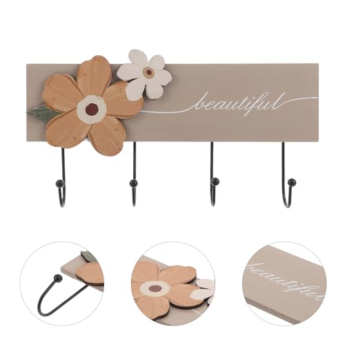 Perchero de pared de madera caqui versátil para ropa y toallas 7