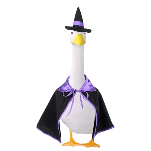Halloween Goose Costume, Witch Outfit Include Cape and Hat Fun Outdoor Lawn Garden Yard Patio Goose Statue Art for Halloween Party