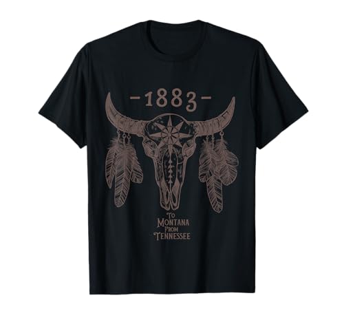 1883 Boho Cow Skull Cute Country Western Yellowstone Graphic T-Shirt