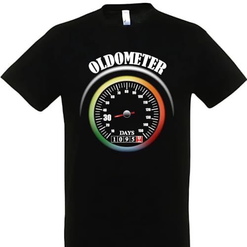 Generico T-Shirt in Cotone Adatta Come Regalo a Chi compie 30 Anni con tachimetro Auto Moto (IT, Testo, L, Regular, Regular, Nero)