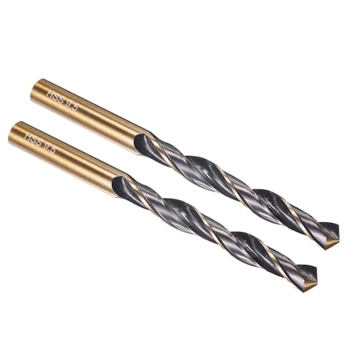 Image of PATIKIL 9.5mm Drill Bit, Jobber Straight Shank M2 High-Speed Steel 118° Nitriding Black and Gold Finish for Stainless Steel Hard Metal - 2 Pack