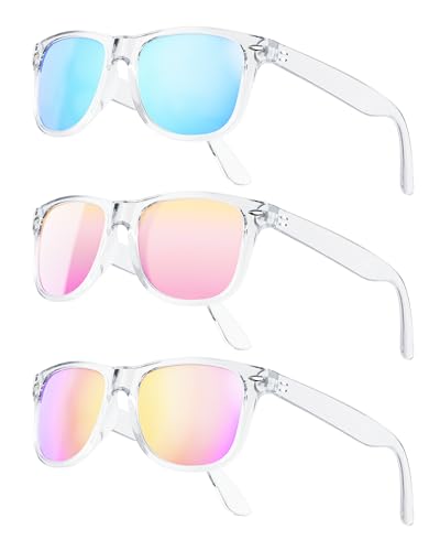 KALIYADI Polarized Sunglasses for Men and Women Matte Finish Sun glasses Color Mirror Lens UV400 Blocking (3 Pack)