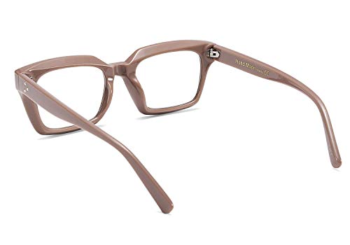 FEISEDY Lightweight Square Oversized Frames Men's and Women's Clear Lens Fashionable Reading Glasses B2461