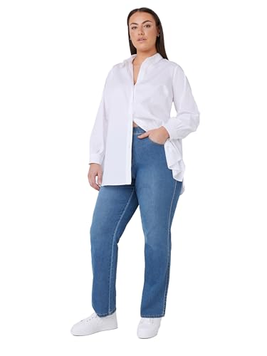 EVANS Curve Plus Size Straight Leg Jeans Mid Blue
