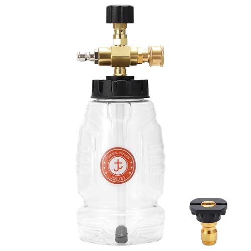 JOEJET Chemical Injector for Pressure Washer with Bottle Adjustable Pressure Washer Soap Injector with 1/4 Inch Quick Connect 3600 PSI 1 Liter