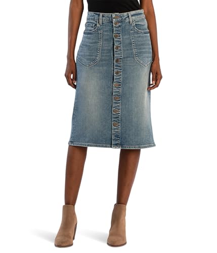 KUT from the Kloth Women's Rose Skirt Button Front Portchop Pocket
