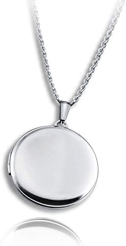 PHOCKSIN Round Locket Necklace that Holds Pictures for Men Women Photo Lockets 20" Starinless Steel Chain Necklaces