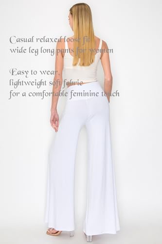 Women's Stretchy Wide Leg Palazzo Lounge Pants Casual Comfy High Waist Palazzo Pants (S-XL)4