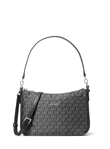 Michael Kors Bolsa tiracolo Jet Set Pochette com zíper médio, ferragens prateadas/tonal MK Signature Nylon/preta
