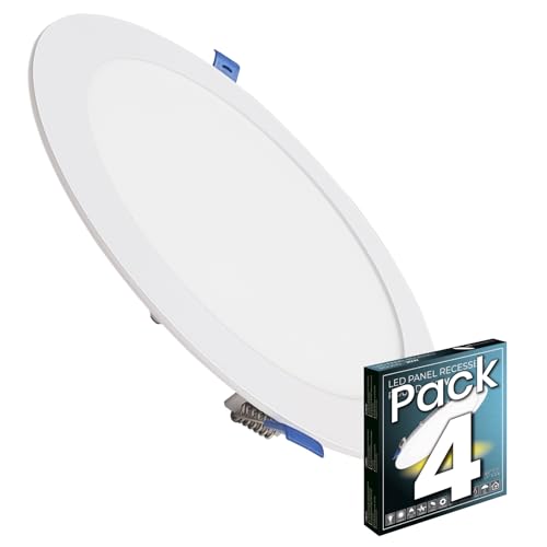 LED ATOMANT Pack 4x Downlight LED Panel Extraplano Redondo 220mm 20W, 1800 lumenes, Color Luz Fria (6500K), Corte estandar 200mm, Driver incluido