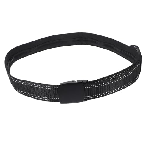 WOFASHPURET Men's Money Belt with Hidden Compartment Alloy Buckle Fashion Tank Stripes Black for Travel