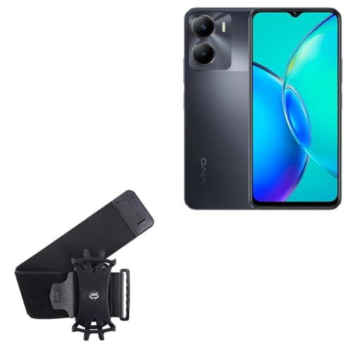 BoxWave Holster Compatible with vivo Y56 - ActiveStretch Sport Armband, Adjustable Armband for Workout and Running - Jet Black