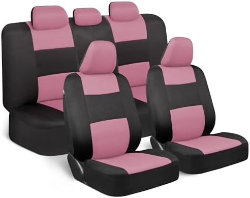 BDK PolyPro Car Seat Covers Full Set in Pink on Black, Front and ...