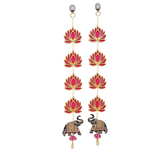 Image of Lotus & Elephant Wall Hanging Toran for Home Decor | Traditional Door Hanging for Entrance, Pooja Room & Festive Decoration | Diwali Toran, Bandhanwar, Indian Ethnic Decor