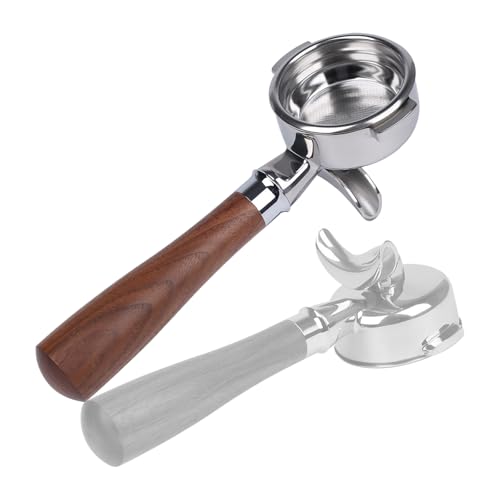 58mm Portafilter Double Spout Fits E61, Flair 58, ECM, Rancilio Silvia Machines | 2 Ears 58mm Portafilter with Filter Basket and Walnut Handle by CAPFEI - Used condition - US$11.05