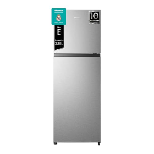 Hisense RT422N4ACE - Frigorífico Dos Puertas, Calss E, Capacidad 325 L Neto, Alto 170 cm,Multi Air Flow,Cajón Frutas y Verduras, Puertas Reversibles, Inverter, No Frost, Silencioso 40 dBA, Color Inox