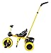 Toddler Tricycle with Adjustable Steering Push Handle,Little Kid’s Stroll Trike and Bike with Adjustable Seat,Wide Wheels,Safety Belt for Kids Aged 1-3 Years Old- Black & Yellow