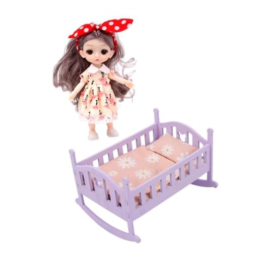 ERINGOGO 1 Juego Cuna De Madera para Bebe Modelo De Cuna De Muñeca Cama De Bebé Modelo De Cuna De Madera Cuna De Madera para Muñecas Juguetes De Bebe Traje De Bebe Mini Cama Casera Niño