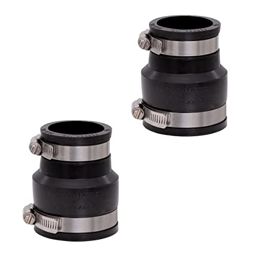 Fernco 1056-215 Flexible PVC Reducing Pipe Coupling 2-in. x 1-1/2-in. for Cast Iron and Plastic Plumbing Connections, 2-Pack by Fernco - Used condition - US$13.29