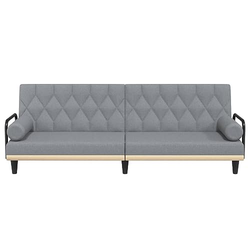 Sofá cama de 3 plazas con respaldo ajustable sofá plegable de tela gris claro 5