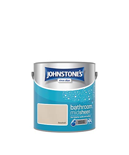 Johnstones - Bathroom Paint - Seashell - Mid Sheen Finish - Stain Blocker Paint - Use in Moist & Damp Areas - Low Odour - Dry in 1-2 Hours - 12m2 Coverage per Litre - 2.5L