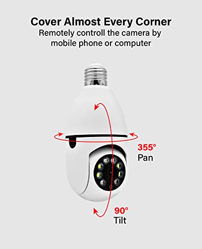 Sc2000 Light Bulb Security Camera: Wireless 5G Indoor Outdoor Lightbulb Panoramic Dome Smart Camera With 1080P App Control Motion Detection Night Vision For Home Garden Baby Pet #TOP4