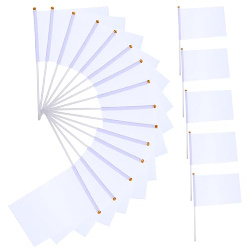 Happyyami 20Pcs Portable Hand Cranked Waving Flags Lightweight Hand Cranked Referee Commanding Pennant Banners for Racing Fans Sporting Events Parties and Community Gatherings
